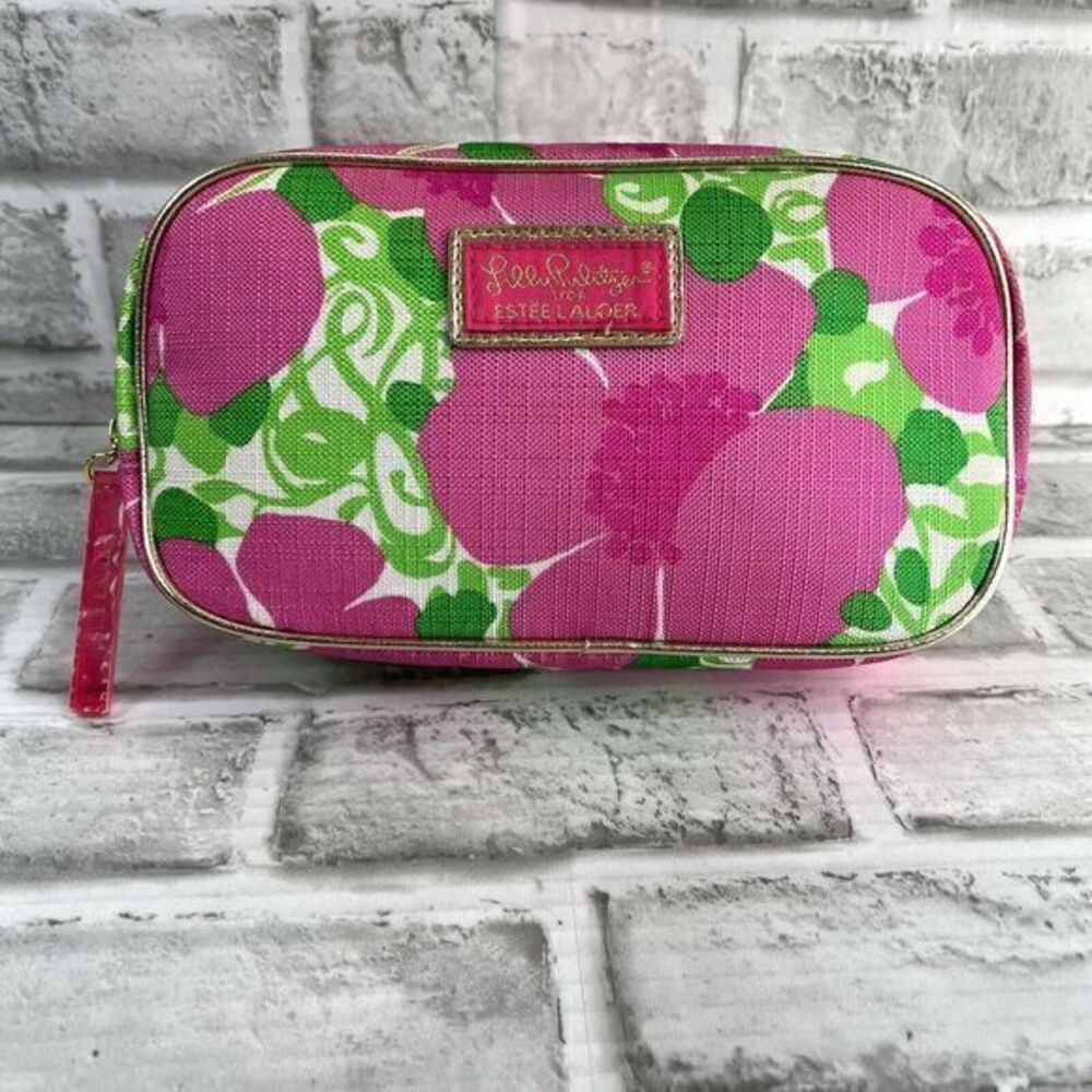 Lilly Pulitzer for Estee Lauder Pink Floral Cosmetic Clutch Bag